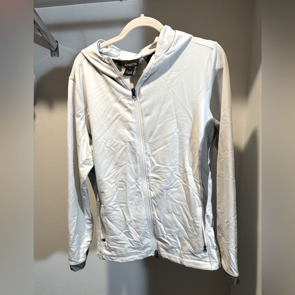 Athleta White and Grey Full Zip Jacket - Women’s XL